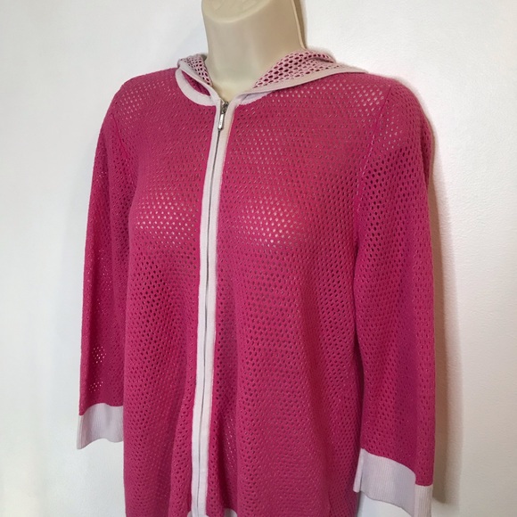 Christopher & Banks Open Knit Hoodie Sweatshirt L - Picture 2 of 9